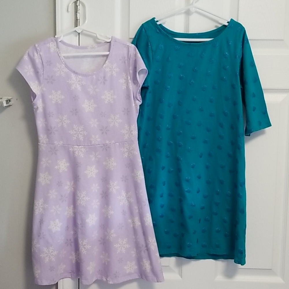Girls Lot 2 Dresses Purple & Torquoise Sz L 10/12